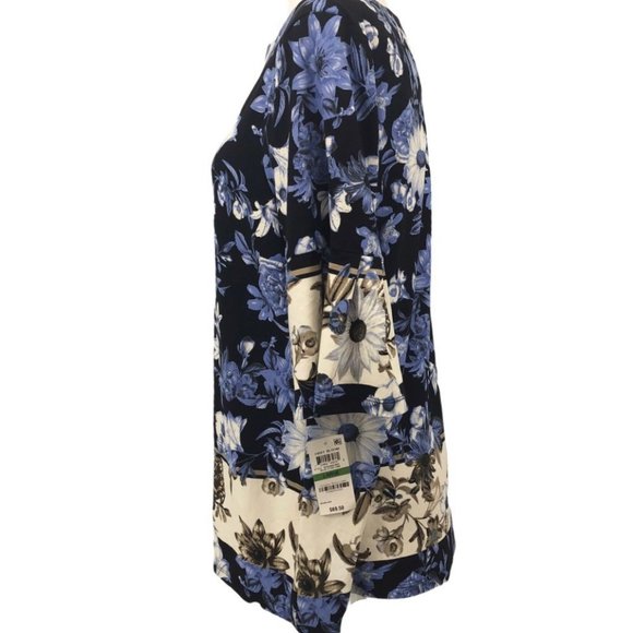 Charter Club Floral Print Elbow Length Sleeve Top NWT Size L - Picture 4 of 13